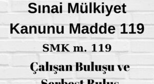 SMK 119 Sınai Mülkiyet Kanunu madde 119 çalışan buluşu serbest buluş