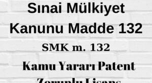 SMK 132 Sınai Mülkiyet Kanunu madde 132 Kamu yararı zorunlu lisans