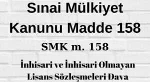 Sınai Mülkiyet Kanunu 158 SMK 158 6769 158